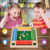 お買い得  贈り物-箱を閉めるサイコロゲーム、8つのサイコロ、4人のプレイヤー向け木製ボードテーブル、数学スキルゲーム、ドロップイットゲーム説明書付き、子供から大人まで簡単に学べる、家族や友達とのパーティーに最適