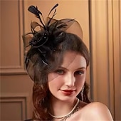 cheap Fascinators-Fascinators Fabric Feathers Fedora Hat Wedding Tea Party Horse Race Cocktail Elegant Vintage Lady With Feather Headpiece Headwear