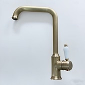 お買い得  キッチン用水栓金具-水栓 - シングルハンドルつの穴 電気メッキ プルアウト / プルダウン センターセット レトリ／ヴィンテージ Kitchen Taps