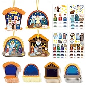 levne Event &amp; Party Supplies-Sada 24 vánočních samolepek s perníkem, Santou a elfy &amp;sob - zářivé DIY vánoční ozdoby na stromeček, přání &amp;dárková dekorace, opakovaně použitelné lesklé ozdoby na jedno použití pro dětské tvoření