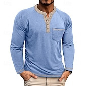 economico Magliette casual da uomo-Per uomo Maglietta Maglia Henley Camicia a Maniche Lunghe Manica Lunga Henley Primavera Autunno Blocco di colori Moda Designer Essenziale Tasche Vacanza Streetwear Uscire Rosso scuro Nero Blu marino