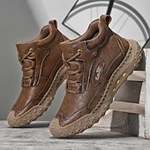 economico Stivaletti alla caviglia-scarponi da trekking bianchi da uomo fatti a mano: design in similpelle resistente e confortevole, perfetti per le avventure all'aria aperta e per l'uso quotidiano