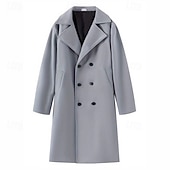 baratos Trench coat masculino-Homens Casaco Casaco impermeável Casaco longo Férias Diário Outono Inverno Poliéster A Prova de Vento Manter Quente agasalhos Roupa Moda Clássico Tecido Bolsos Lapela Trespassado