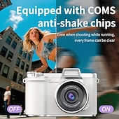 お買い得  アクションカメラ-1080P HDポータブルCCDカメラ 4Kレンズ フリップスクリーン USB充電式リチウムポリマーバッテリー 初心者向け旅行Vlogging 完璧なバレンタインデーギフト 初心者カメラ