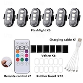 ieftine Lumini decorative-Lumini stroboscopice wireless cu telecomandă pentru motocicletă și mașină, LED-uri, 8 culori, anti-coliziune, încărcare USB, impermeabile, lumini de avertizare de urgență interioare pentru camion,