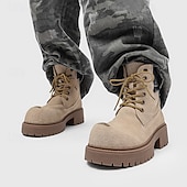 economico Stivali da lavoro-Per uomo Stivali Stivali da Lavoro Camminata Vintage Quotidiano PU Aumento Altezza Confortevole Stivali a Metà Polpaccio Allacciatura Tessuto almond Marrone scuro Nero Autunno Inverno