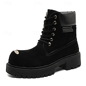 economico Stivali da lavoro-Per uomo Stivali Stivali da Lavoro Camminata Vintage Quotidiano PU Aumento Altezza Confortevole Stivali a Metà Polpaccio Allacciatura Tessuto almond Marrone scuro Nero Autunno Inverno