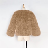 preiswerte Mädchen Kunstpelzmäntel-Kinder Mädchen Kunstpelzmantel Einfarbig Mode Schule Mantel Oberbekleidung Ab 4 Jahren Herbst Schwarz Weiß Kamel