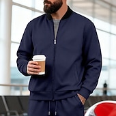 baratos Jaquetas Casuais-Homens jaqueta leve Jaqueta casual Férias Diário Respirável Bolsos Primavera Outono Bloco de cor Moda Clássico Colarinho Chinês Padrão Preto Amarelo Vermelho Azul Marinha Azul Royal Casaco