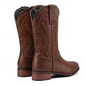 economico Stivali da cowboy e occidentali-stivali da cowboy da uomo in similpelle marrone scuro con ricami intricati: calzature eleganti e resistenti per occasioni in stile western e per l'uso quotidiano