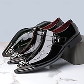 voordelige Loafers-Rode herenschoenen van imitatieleer met monniksband en krokodillenprint – elegant schoeisel voor kerst en feestdagen