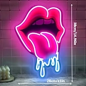 economico Luci decorative-bocca lingua uv neon luce decorativa applique bar ristorante festa camera da letto atmosfera luce decorativa ornamento da tavolo luce insegna alimentazione usb luce regolabile 38 * 28 cm