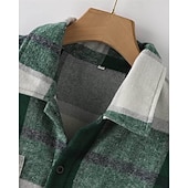 halpa flanellipaidat-Miesten Paita Rento paita Flanellipaita Button Up paita Rubiini Pitkähihainen Skottiruutukuvio Kauluskäänne Katuvaatteet Loma Tasku Vaatetus Puuvilla Muoti Vapaa-aika Mukava
