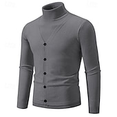 economico maglione pullover da uomo-Per uomo Felpa Maglione A Coste Maglia Top Regolari 2 in 1 Lavorato a maglia Semplice Dolcevita Maglieria Contemporaneo Casuale Abbigliamento quotidiano Abbigliamento Primavera Autunno Nero Borgogna