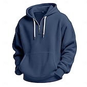 abordables sweats à capuche basiques pour hommes-Homme Sweat à capuche Sweat à capuche gaufré Sweat à capuche quart zippé Blanche Vert Claire Vert Véronèse Rouge bleu marine À capuche Uni Poche kangourou Texturé Sport &amp; Loisir Occasionnel Quotidien