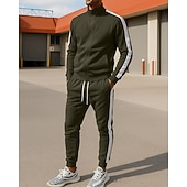 voordelige Trainingspakken-Voor heren Trainingspak Joggingpak Trainingspaksets Volledige ritssluiting Kleurenblok Sportoutfits Herfst winter Zwart Geel Voor buiten Reizen Sportief Warm Lange mouw Sport Sportkleding