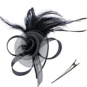 cheap Fascinators-Fascinators Feathers Fedora Hat Wedding Tea Party Horse Race Cocktail Elegant Vintage With Feather Headpiece Headwear