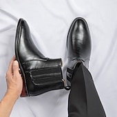 お買い得  チェルシーブーツ-メンズブラウンフェイクレザーチェルシーブーツ - スタイリッシュなスリッポンデザイン、快適で多用途、フォーマルやスマートカジュアルなシーンに最適