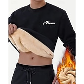 baratos Moletom &amp; Suéter-Homens Cor Sólida Moletom de lã Lounge Top Outono/Inverno Grossa Manga Longa Roupa Esportiva A Prova de Vento Quente Academia Equitação Corrida Exercite-se Ioga Preto Branco Amarelo Roupa de esporte