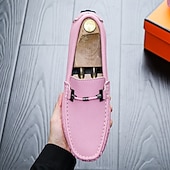 ieftine Loafers casual-Bărbați Mocasini &amp; Balerini Retro Mărime Plus Size Plimbare Casual Zilnic PU piele Comfortabil Cizme înalte Loafer Galben Roz Mov Deschis