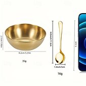 economico Set da Cucina-Set di 16 piatti rotondi in acciaio inox per salse, piatti dorati per salse, cucchiai dorati