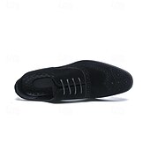 ieftine Brogue pantofi-Pantofi de mireasă brogue maro închis pentru bărbați, din piele ecologică – pantofi de mireasă clasici și sofisticați pentru miri
