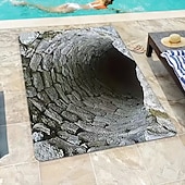 preiswerte Fußmatten-Fußmatte Belgisches Samt gedruckte Eingangsteppich weich rutschfest waschbar 3D-visuelles Tiefenloch-Design Fußmatte innen außen Teppich für Küche Schlafzimmer Badezimmer dekorativer Teppich