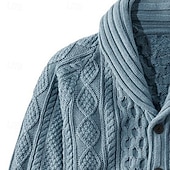 ieftine pulover cardigan pentru bărbați-Bărbați Pulover Pulover Cardigan Striat Cablu Tricotat Topuri obișnuite Tricotat Simplu Șal  Guler Vacanță Modă Casual Purtare Zilnică Îmbrăcăminte Primăvara &amp; toamnă Roz Îmbujorat Roz S M L