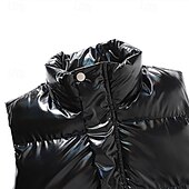 economico Gilet Puffer da Uomo-Per uomo Gilet imbottito Gilet Vacanza Quotidiano Data Moda Casual Autunno Inverno Tasca Poliestere Caldo Confortevole Tinta unica Cerniera Collo alla coreana Vestibilità regolare Nero Bianco Caffè