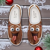 tanie Męskie buty na Boże Narodzenie-Męskie świąteczne kapcie piernikowe - zabawne buty na święta z motywem piernikowych ciasteczek, wygodne, wsuwane, idealne do leniuchowania i codziennego noszenia zimą