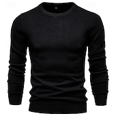 abordables Pull col rond-Homme Pull Côtelé Tricoter Hauts Réguliers Tricoté Coupe ajustée Uni Col ras du cou Tricots Contemporain Occasionnel Tenue quotidienne Vêtement Tenue Automne &amp; Hiver bleu marine M L XL