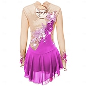 voordelige Schaatsjurken-Kunstschaatsjurk Dames Voor meisjes Schaatsen Jurken Outfits Licht Paars Yan roze Paars Spandex Hoge Elasticiteit Oefenen Kunstschaatskleding Met de hand gemaakt Modieus Lange mouw Schaatsen
