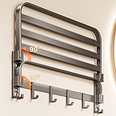 cheap Towel Bars-Bath Towel Rack Wall-Mounted No-Drill Shower Curtain Hook Assembly Bathroom Shower Room Vanity Rack