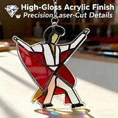 cheap Outdoor Wall Hangings-Dancing King Pattern, Handmade Stained Spinner Kinetic Acrylic Hanging Decor, DIY Sunlight Catcher Memphis Melody Spinner for Garden Yard, Porch, Window Decoration