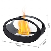 baratos Equipamento de Camping-lareira de mesa, lareira oval de etanol de 15,7 polegadas, fogueira de mesa, decoração de lareira de arte portátil para ambientes internos, efeito de chama de fogo preto