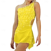 ieftine Rochii de patinaj artistic-Rochie de Patinaj Artistic Pentru femei Fete Πατινάζ στο πάγο Rochii Ținute Negru Alb Galben Spandex Înaltă Elasticitate Antrenament Competiție Ținută Patinaj Peteci Cristale / Strasuri Fără manșon