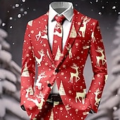 abordables Atuendo para escena navideña-Hombre chaqueta Abrigo Navidad Casual Casual / Diario Casual Otoño invierno 100% Poliéster Copo Impresión 3D Botones Mantiene abrigado Cómodo Botonadura Simple Chaqueta de sport A B C D