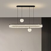 ieftine Candelabre din cristal-Candelabru oval cu LED negru, lumină de tavan inelară modernă suspendată pentru insulă de bucătărie, bar restaurant, corp de iluminat cu pandantiv cu lumină variabilă tricoloră 3000k-6000k
