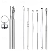 cheap Personal Care &amp; Health-6pcs Stainless Steel Ear Wax Removal Tool Set Spiral Rotating EarPicking Spoon Ear Picker Spoon For Cleaning Collecting Ear Wax