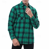 halpa Miesten päällyspaidat-Miesten Paita Rento paita Flanellipaita Button Up paita Päällyspaita Ruudullinen Kausaliteetti Päivittäin Laivaston sininen Pitkähihainen Kauluskäänne 봄 &amp; Syksy Vaatetus