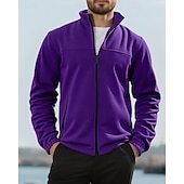 billige Basic gensere-Herre Genser Fleecegenser Genser med full glidelås Aprikos Svart Lilla Oransje lysegrå Opprett krage عادي Ta igjen glidelåsen Lomme Sport &amp; Utendørs Daglig Ferie Polyester Gatemote Grunnleggende