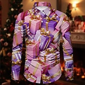 olcso Ingek-Karácsony Hosszú ujjak Gombos ing Mikulás Grafikus Újdonságok Vicces mert Férfi Felnőttek 3D nyomtatás mert Karácsony Farsang Újév Parti