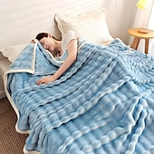 Недорогие Тонкие одеяла и пледы-Толстое пушистое одеяло из пузырчатого флиса, мягкое фланелевое покрывало для дивана, офиса, сна, кровати, легкое теплое одеяло для кондиционера, уютная шаль