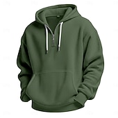 abordables sweats à capuche basiques pour hommes-Homme Sweat à capuche Sweat à capuche gaufré Sweat à capuche quart zippé Blanche Vert Claire Vert Véronèse Rouge bleu marine À capuche Uni Poche kangourou Texturé Sport &amp; Loisir Occasionnel Quotidien
