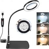 baratos Luzes de leitura-Lupa 10 x 20 x com luz e suporte, lâmpada de aumento com 72 LEDs, 3 modos de cor e luz de aumento regulável para leitura de hobby, trabalho de perto, joias, USB 1 unidade