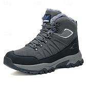 voordelige Winter- en sneeuwlaarzen-beige en zwarte waterdichte wandelschoenen voor heren met antislipzool en warme voering, outdoor trekkingschoenen voor winterkamperen en bergavonturen