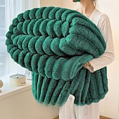 זול שמיכות וכיסויים-שמיכת פרווה ארנבת יוקרתית בצבע אחיד עבה וחמה קטיפה חלבית לזרוק שמיכת קטיפה רכה ונעימה למיטה במשרד