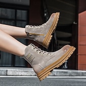 economico Stivali da lavoro-Per uomo Stivali Stivali da Lavoro Camminata Vintage Quotidiano PU Aumento Altezza Confortevole Stivali a Metà Polpaccio Allacciatura Tessuto almond Nero Giallo Autunno Inverno