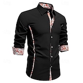 preiswerte Freizeithemden für Herren-Herren Hemd Freizeithemd Knopfhemd Schwarz Weiß Blau Grün Langarm Paisley-Muster Einfach Revers Urlaub Lässig Farbblock Bekleidung Mode Lässig