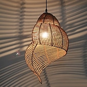Romantic Beach Lamp Shade Curved Rattan Ceiling Hanging Light in Brown Hand Woven Lamp Vintage Asian Style Industrial Lighting Fixture for Cafe Bar Restaurant Farmhouse cheap Pendant Lights-Romantic Beach Lamp Shade Curved Rattan Ceiling Hanging Light in Brown Hand Woven Lamp Vintage Asian Style Industrial Lighting Fixture for Cafe Bar Restaurant Farmhouse